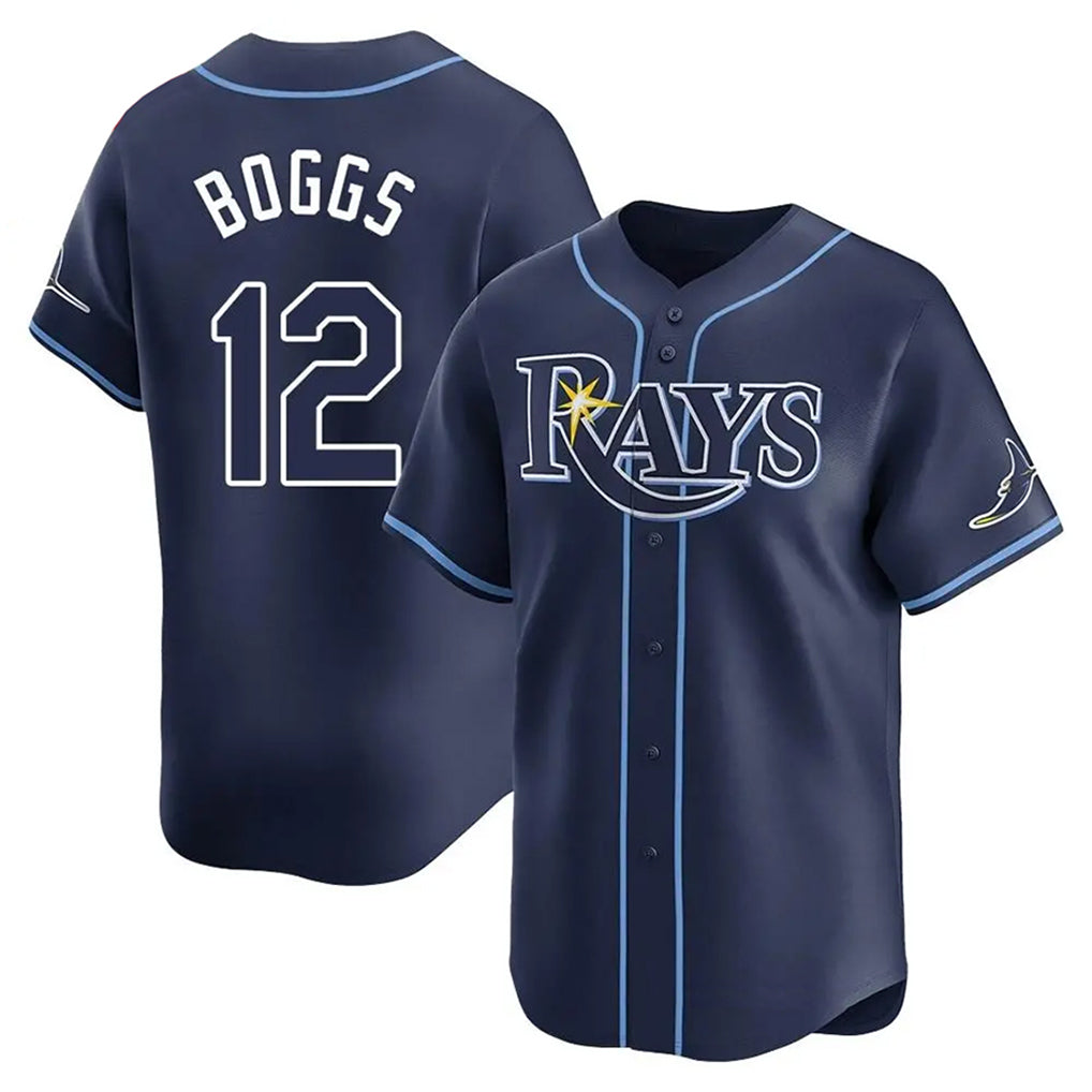 T.Bay Rays #12 Wade Boggs Player Navy Home Limited Fdoa Stitched Jerseys