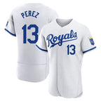 KC.Royals #13 Salvador Perez Player White Limited Elite Home Game Fdoa Stitched Jerseys