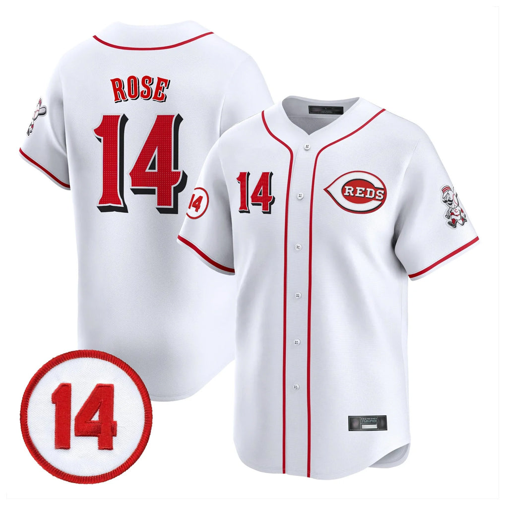 C.Reds #14 Pete Rose Player White Vapor Premier Limited Home Fdoa Stitched Jerseys
