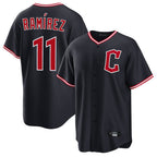C.Guardians #11 Jose Ramirez Player Navy Home Game Fdoa Stitched Jerseys