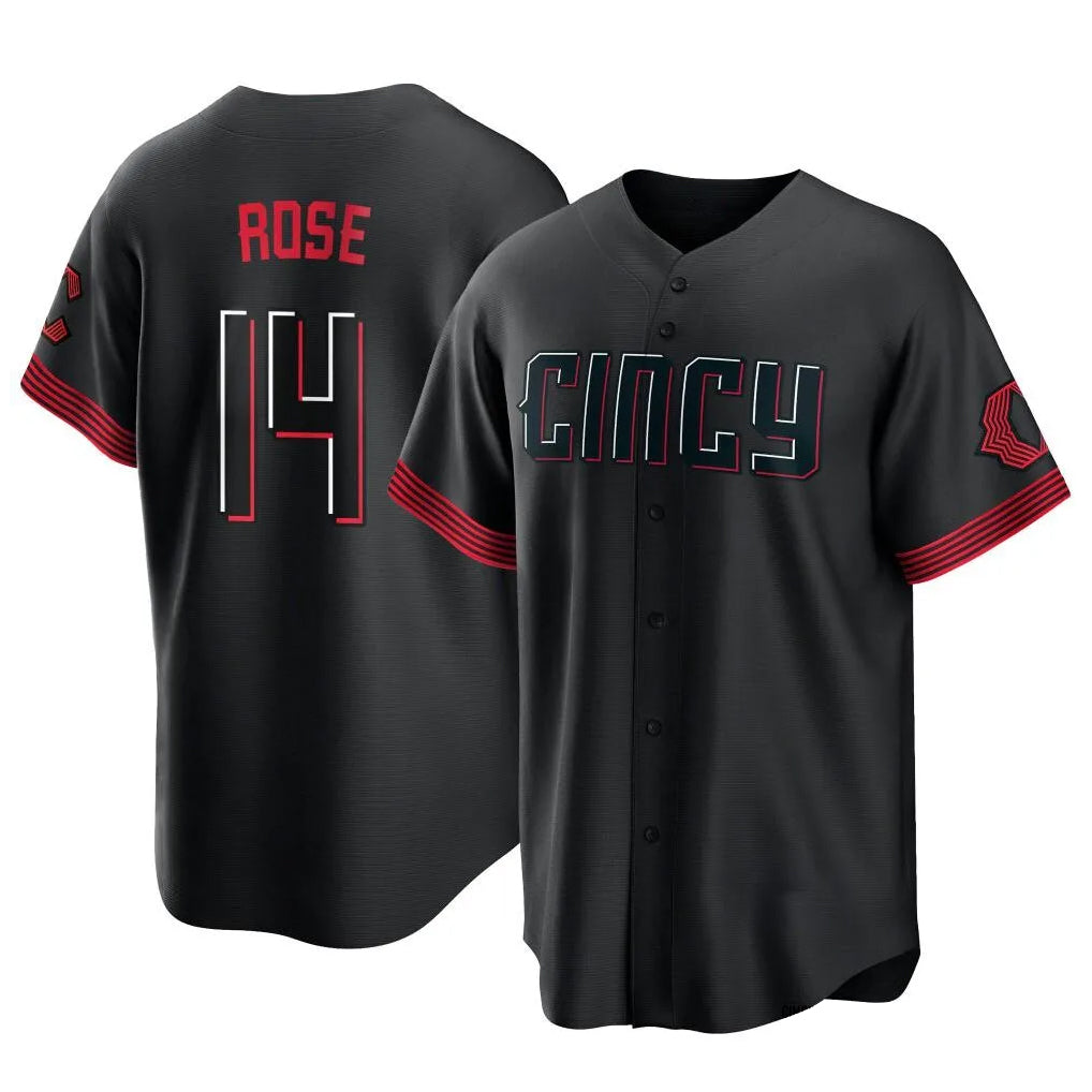 C.Reds #14 Pete Rose Player Black City Connect Home Game Fdoa Stitched Jerseys