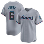 M.Marlins #6 Otto Lopez Player Gray Home Limited Fdoa Stitched Jerseys