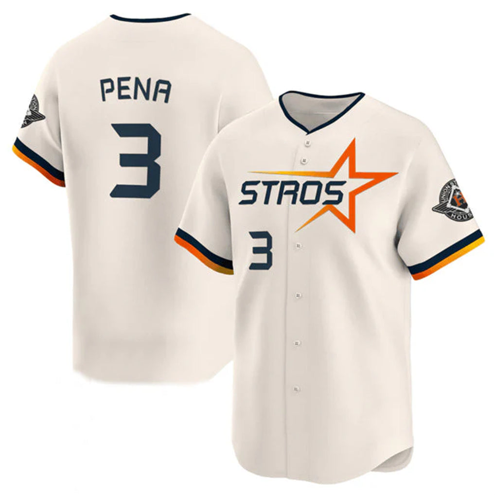 H.Astros #3 Jeremy Pe?a Player Cream Limited Home Fdoa Stitched Jerseys