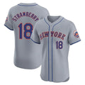 NY.Mets #18 Darryl Strawberry Player Gray Road Limited Elite Home Fdoa Stitched Jerseys