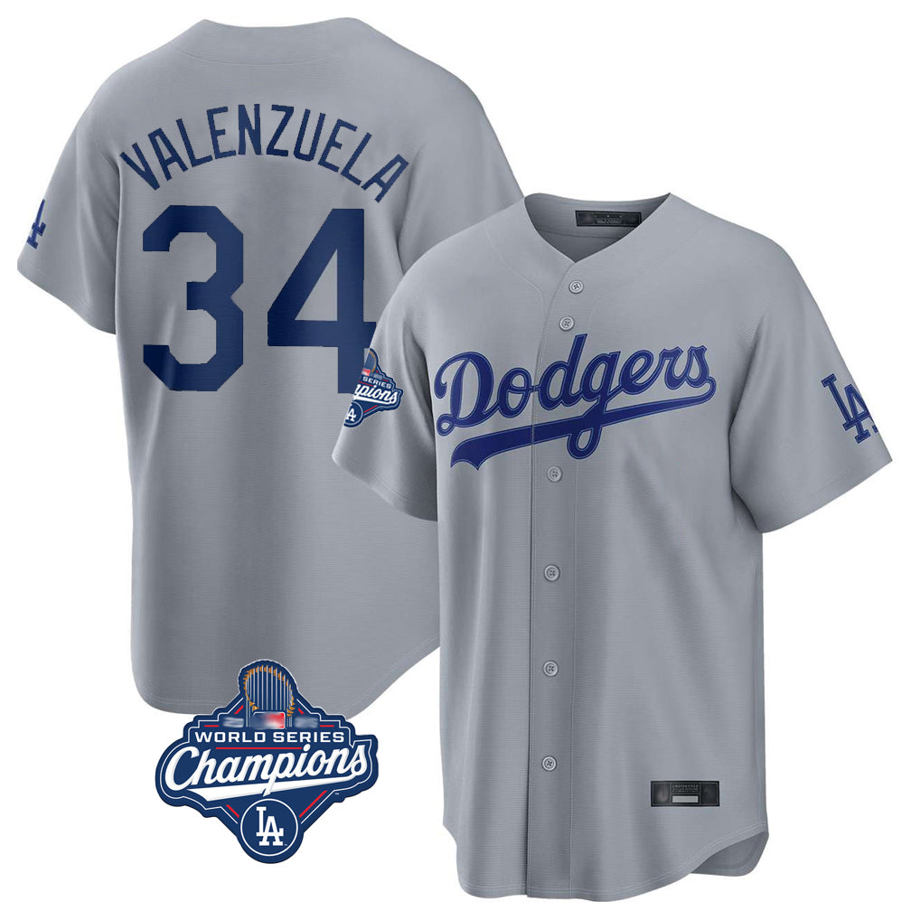 LA.Dodgers #34 Fernando Valenzuela Player Gray World Series Meet Game Fdoa Stitched Jerseys