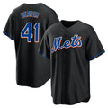 NY.Mets #41 Tom Seaver Player Black Replica Home Game Fdoa Stitched Jerseys