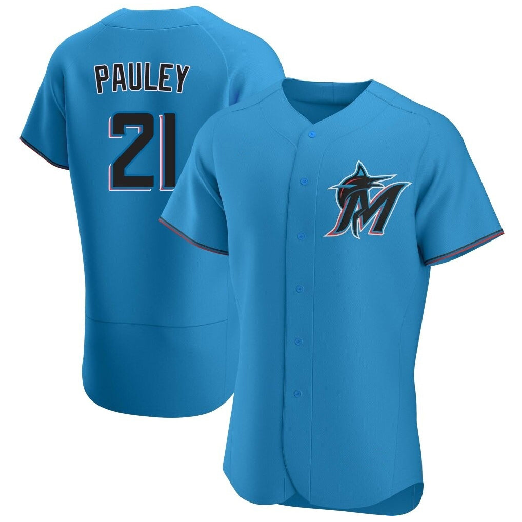M.Marlins #21 Graham Pauley Player Blue Home Limited Elite Fdoa Stitched Jerseys