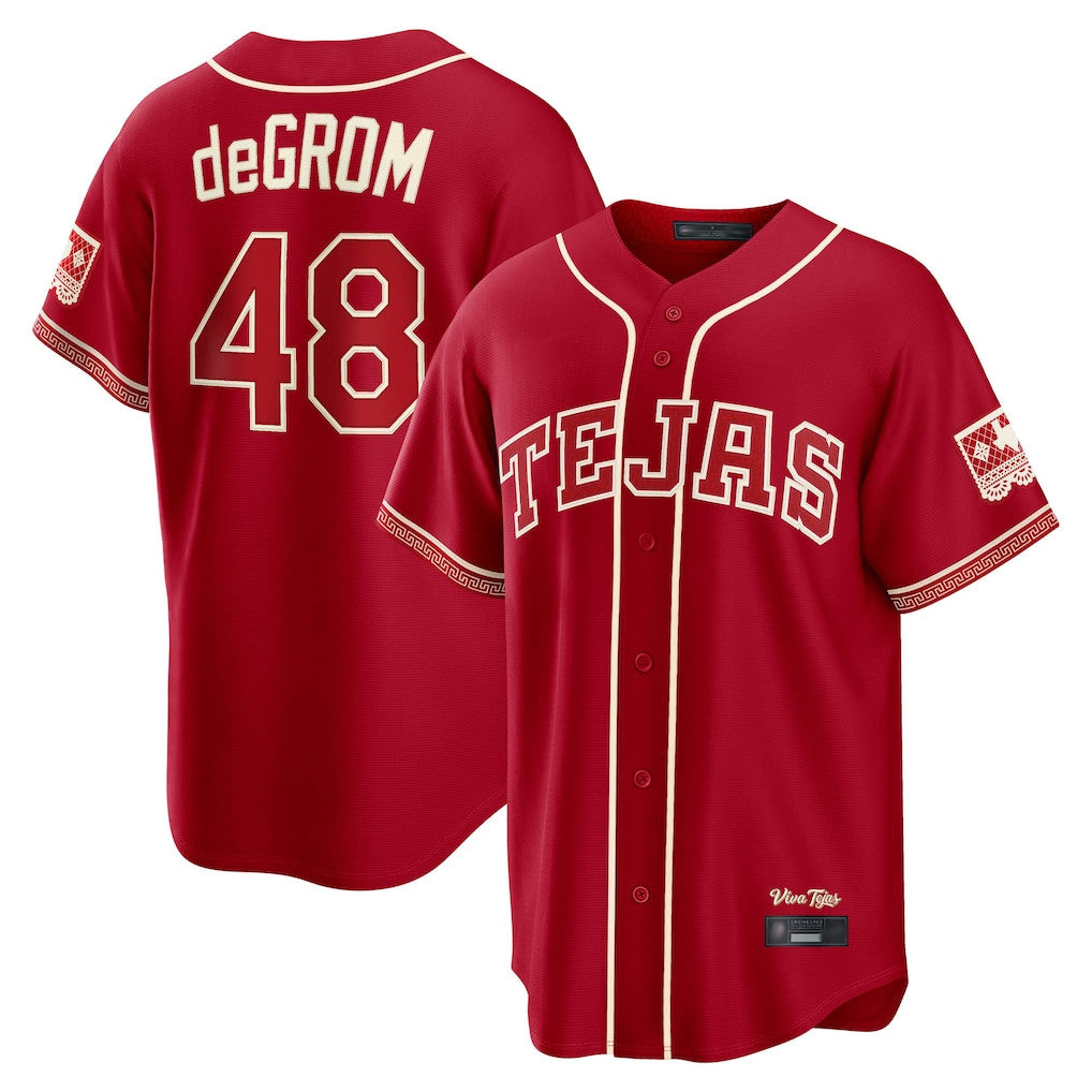 T.Rangers #48 Jacob deGrom Player Red 2026 City Connect Limited Fdoa Stitched Jerseys