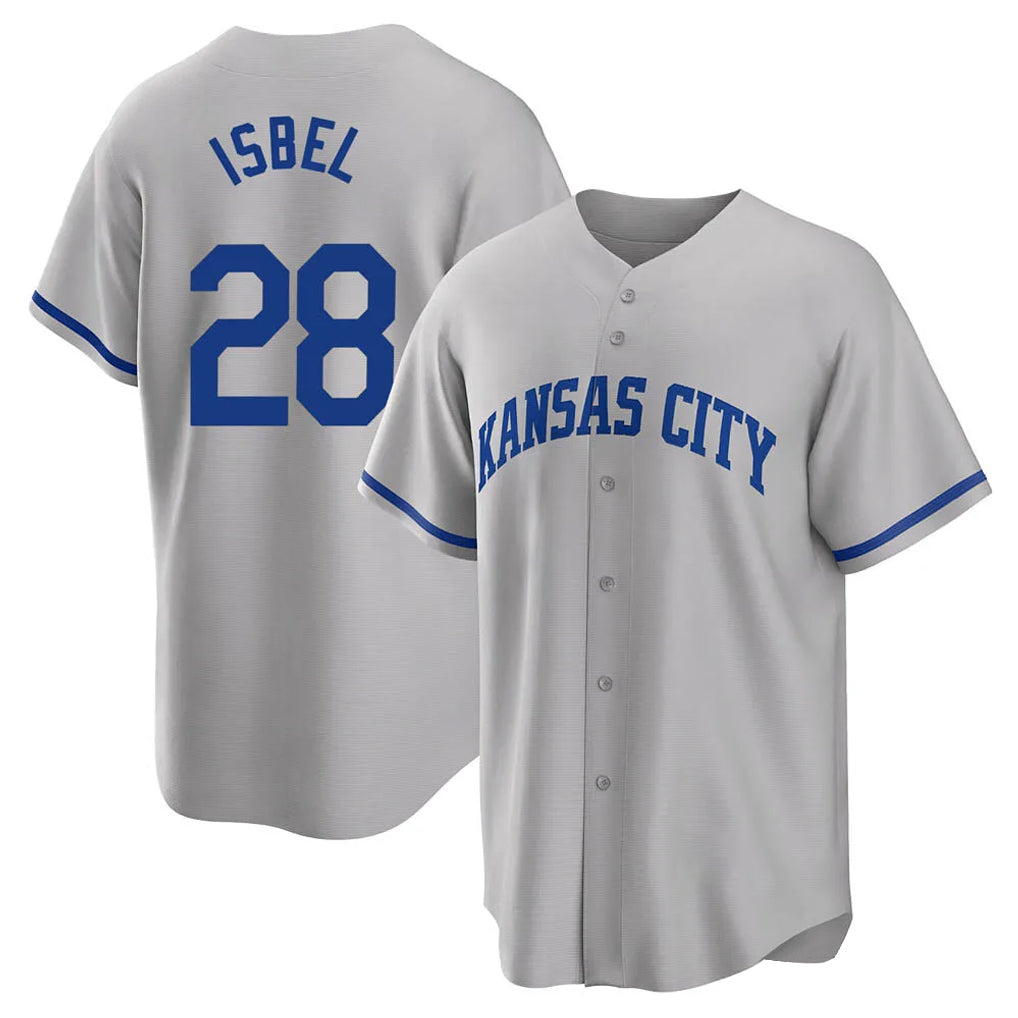 KC.Royals #28 Kyle Isbel Player Gray Game Home Fdoa Stitched Jerseys