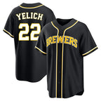 M.Brewers #22 Christian Yelich Player Black Fashion Out Home Game Fdoa Stitched Jerseys