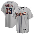 D.Tigers #13 Dillon Dingler Player Gray Home Game Fdoa Stitched Jerseys