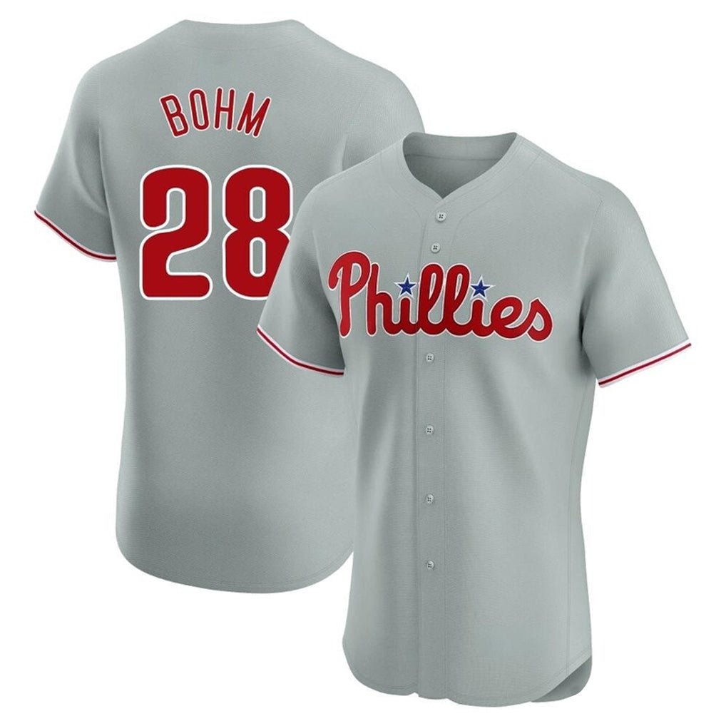 P.Phillies #28 Alec Bohm Player Gray Home Limited Elite Fdoa Stitched Jerseys