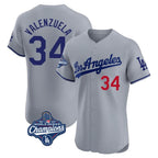 LA.Dodgers #34 Fernando Valenzuela Player Gray World Series Meet Limited Elite Home Fdoa Stitched Jerseys