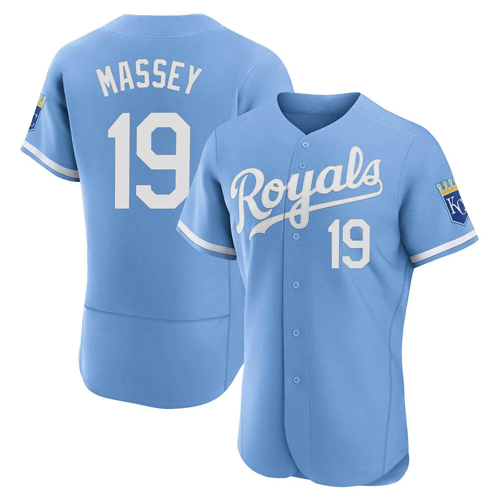 KC.Royals #19 Michael Massey Player Light Blue Alt Limited Elite Home Fdoa Stitched Jerseys