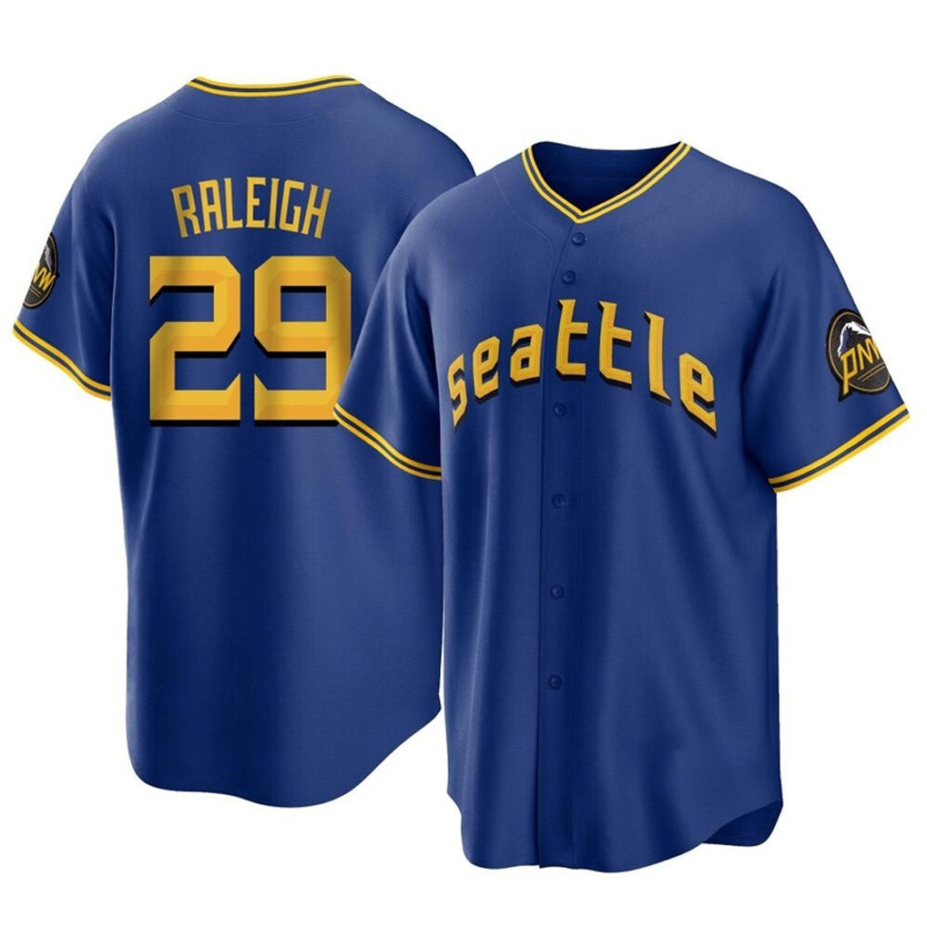 S.Mariners #29 Cal Raleigh Player Royal City Connect Home Game Fdoa Stitched Jerseys