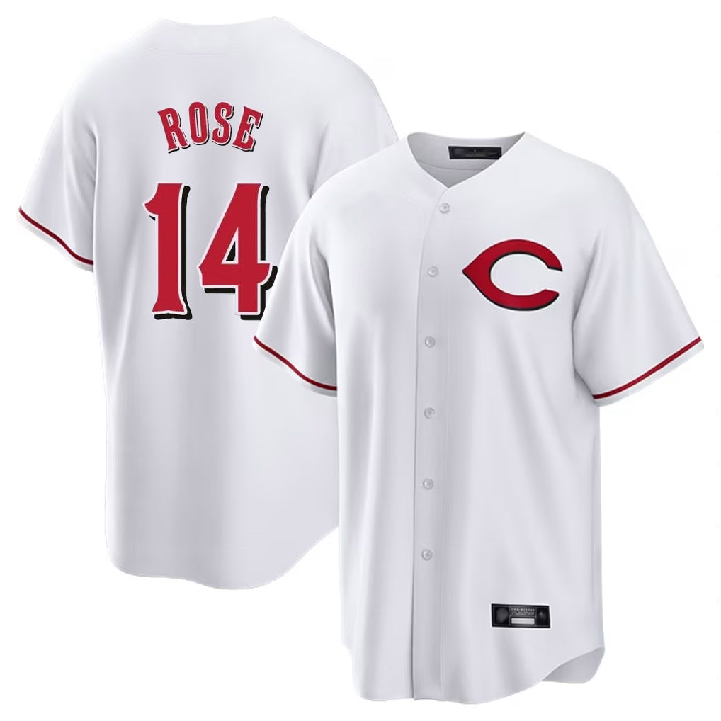 C.Reds #14 Pete Rose Player White Home Game Fdoa Stitched Jerseys