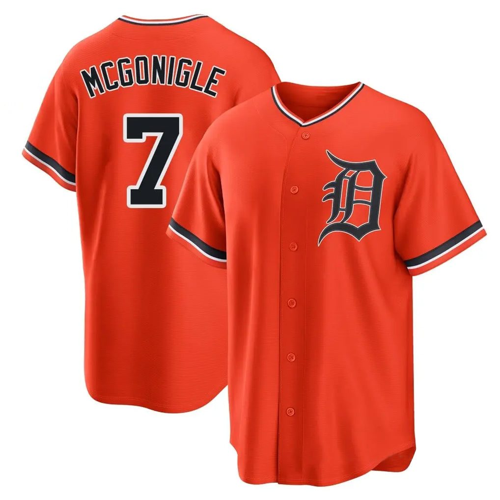 D.Tigers #7 Kevin McGonigle Player Orange Home Game Fdoa Stitched Jerseys