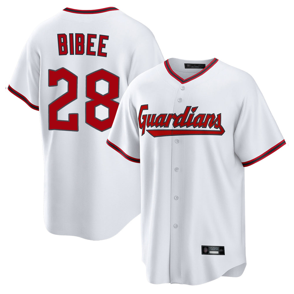 C.Guardians #28 Tanner Bibee Player White Game Home Fdoa Stitched Jerseys