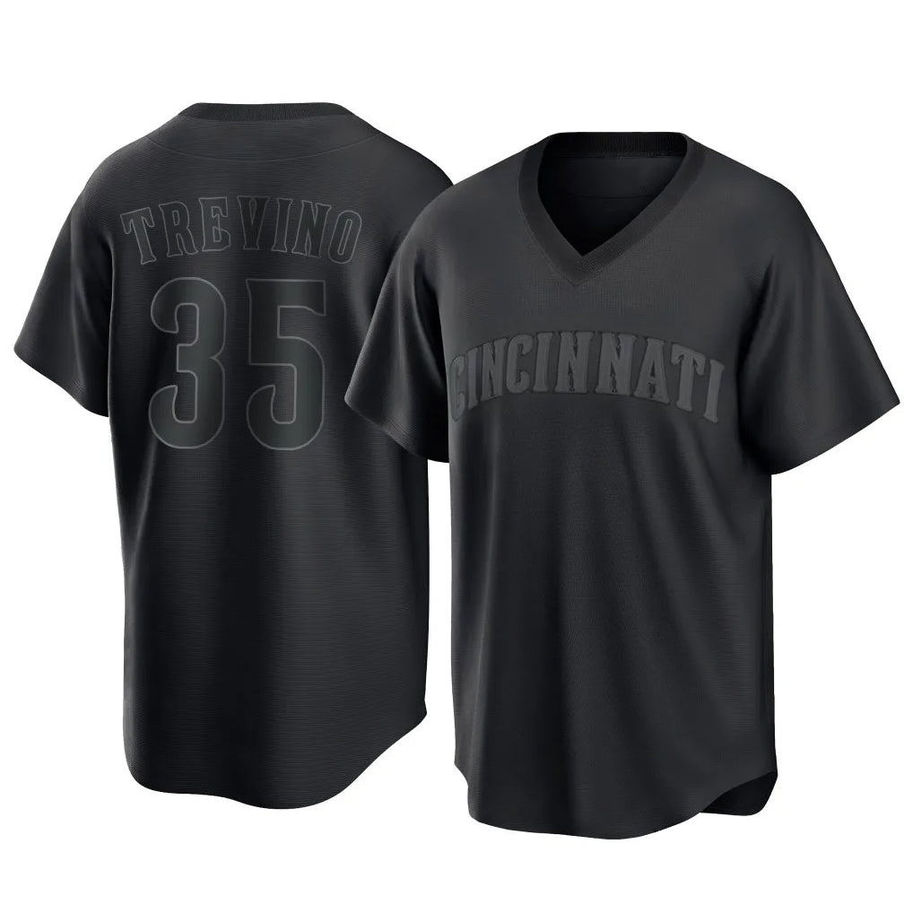 C.Reds #35 Jose Trevino Player Black T-shirt Game Home Fdoa Stitched Jerseys