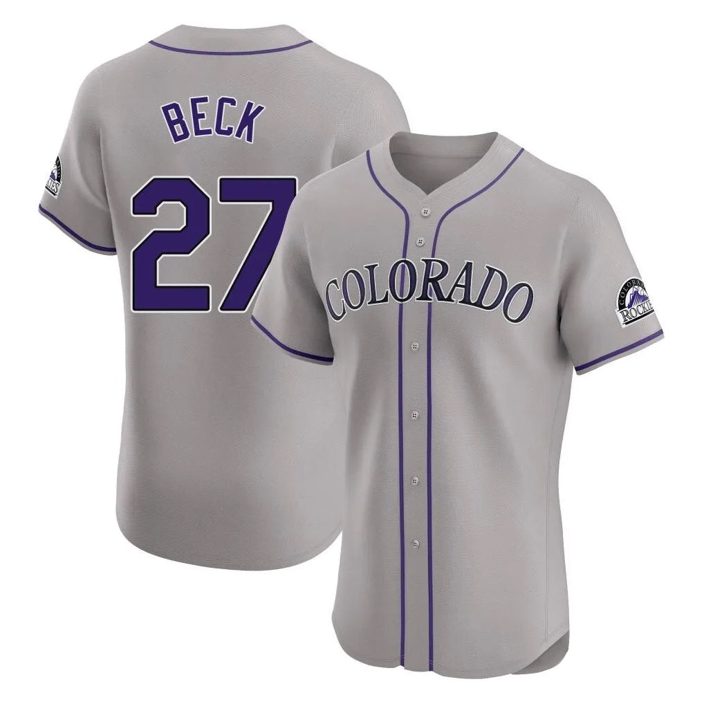 C.Rockies #27 Jordan Beck Player Gray Limited Elite Home Fdoa Stitched Jerseys
