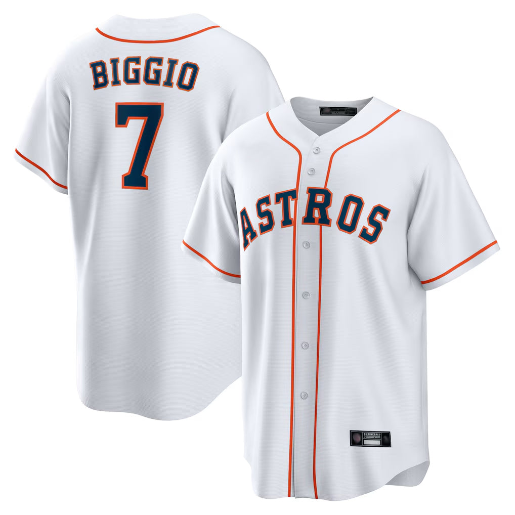 H.Astros #7 Craig Biggio Player White Home Game Fdoa Stitched Jerseys
