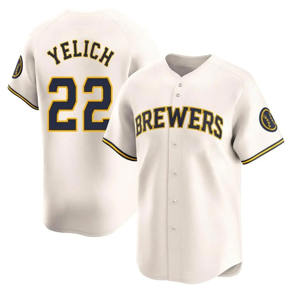 M.Brewers #22 Christian Yelich Player Cream Home Limited Game Fdoa Stitched Jerseys
