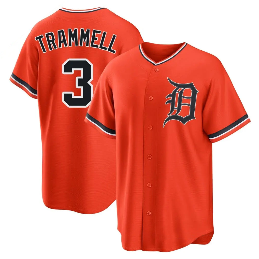 D.Tigers #3 Alan Trammell Player Orange Home Game Fdoa Stitched Jerseys