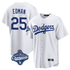 LA.Dodgers #25 Tommy Edman Player White World Series Meet Game Home Fdoa Stitched Jerseys