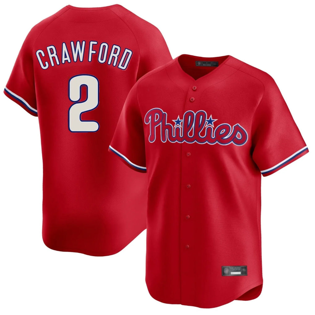 P.Phillies #2 Justin Crawford Player Red Home Limited Fdoa Stitched Jerseys