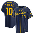 M.Brewers #10 Sal Frelick Player Navy Home Stadium Game Fdoa Stitched Jerseys