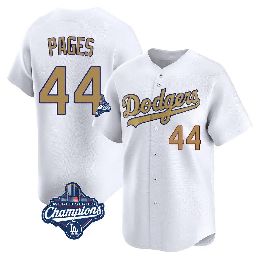 LA.Dodgers #44 Andy Pages Player Gold World Series Meet Collection Limited Home Fdoa Stitched Jerseys