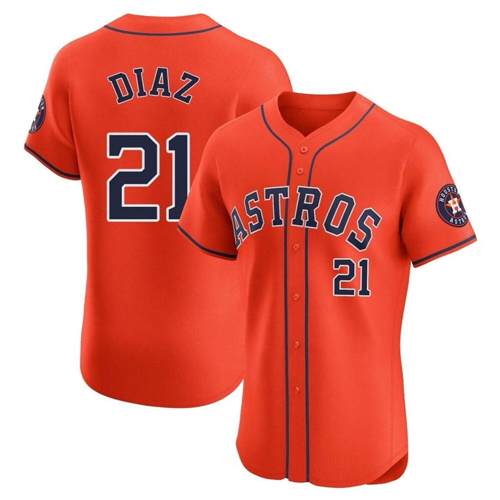 H.Astros #21 Yainer Diaz Player Orange Home Limited Elite Fdoa Stitched Jerseys