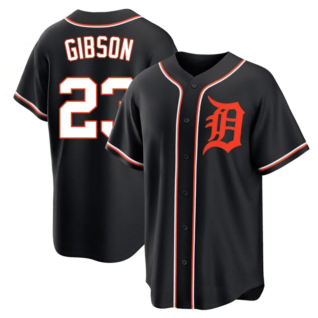 D.Tigers #23 Kirk Gibson Player Black Fashion Out Home Game Fdoa Stitched Jerseys