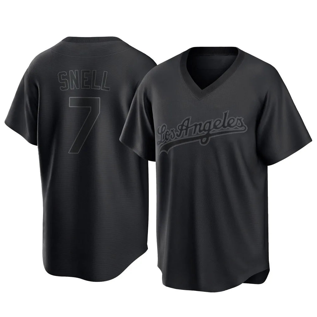 LA.Dodgers #7 Blake Snell Player Black Pitch Fashion T-shirt Fdoa Stitched Jerseys