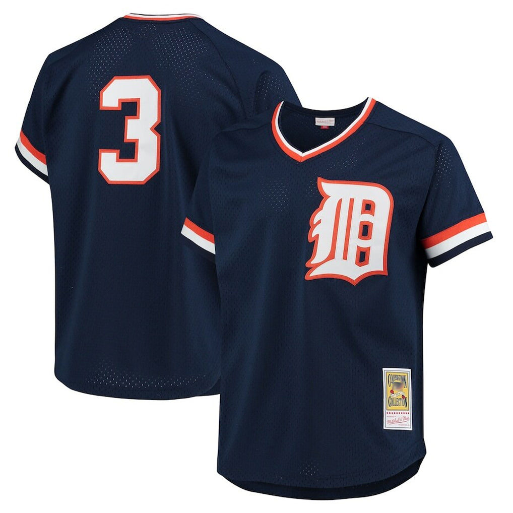 D.Tigers #3 Alan Trammell Player Navy Mitchell & Ness 1984 Mesh Batting Practice  T-shirt Fdoa Stitched Jerseys