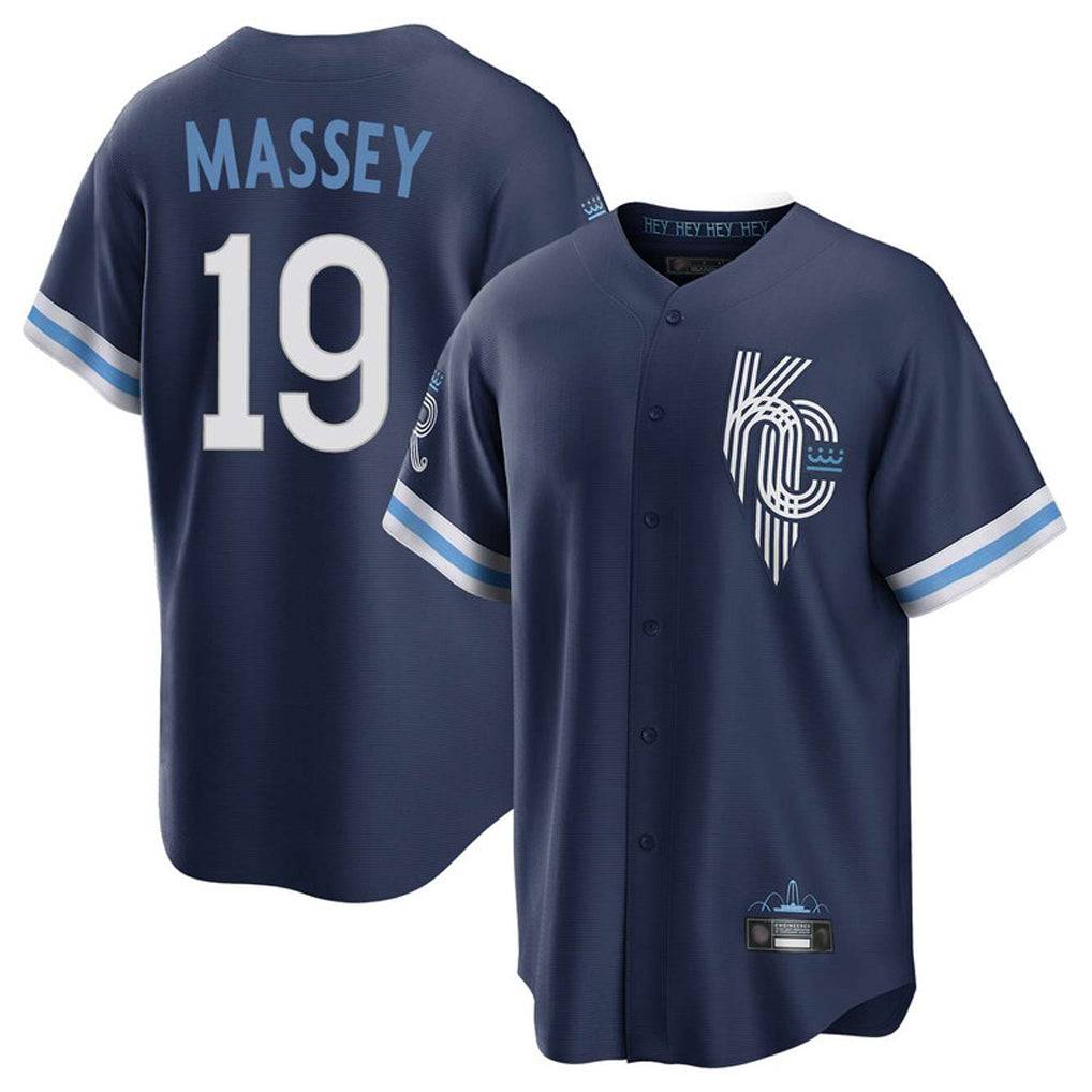 KC.Royals #19 Michael Massey Player Navy City Connect Home Game Fdoa Stitched Jerseys