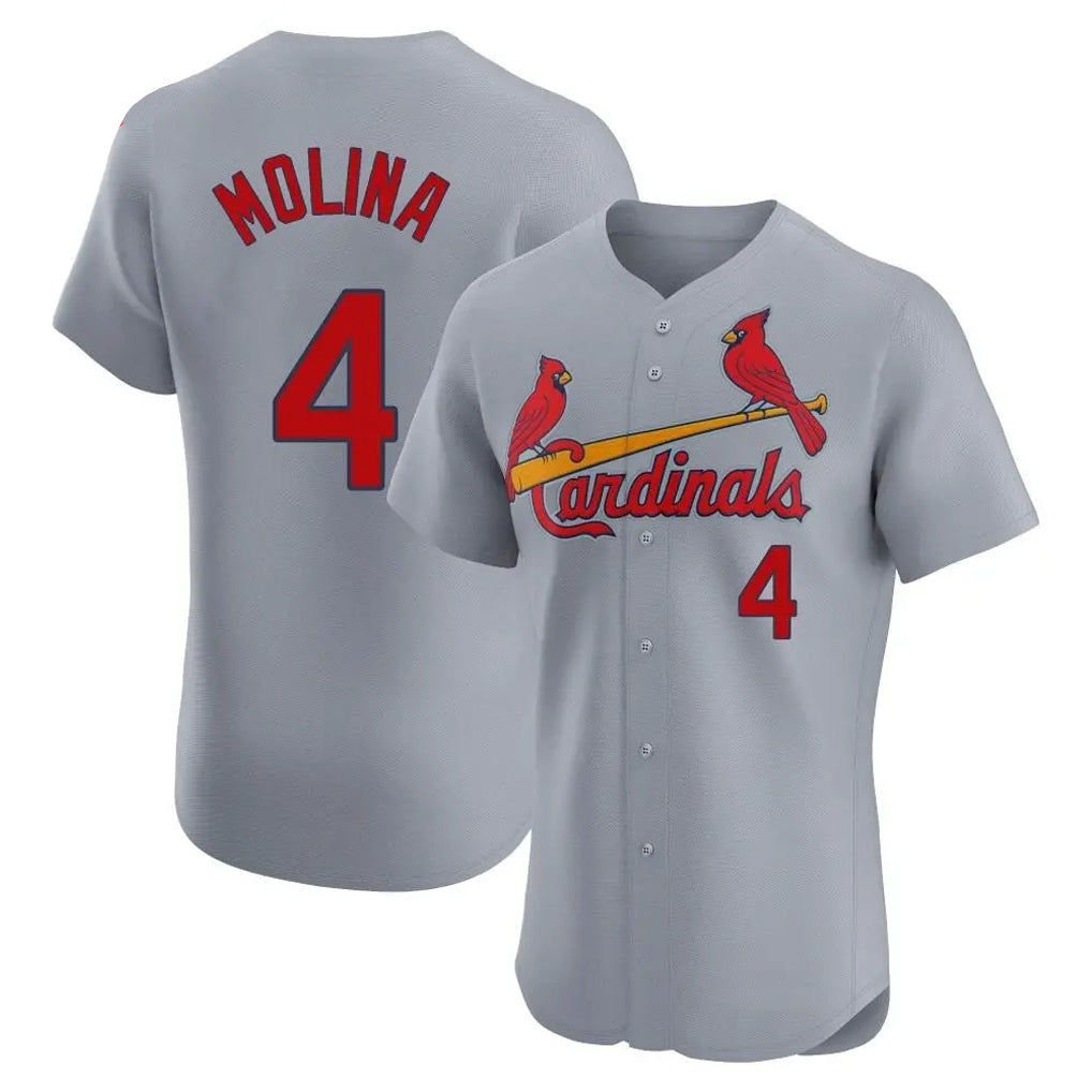 St. Louis Cardinals #4 Yadier Molina Player Gray Home Limited Elite Fdoa Stitched Jerseys