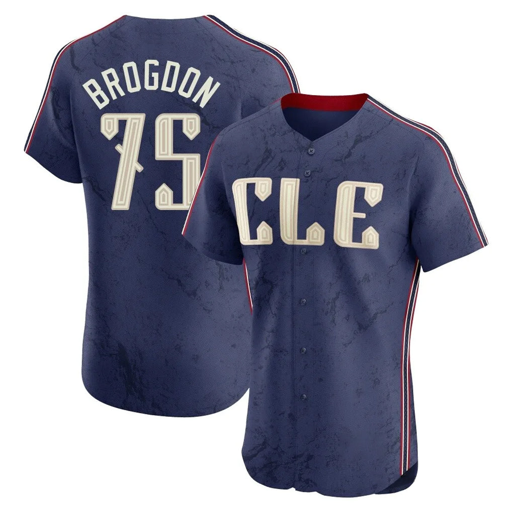 C.Guardians #75 Connor Brogdon Player Navy City Connect Limited Elite Home Fdoa Stitched Jerseys