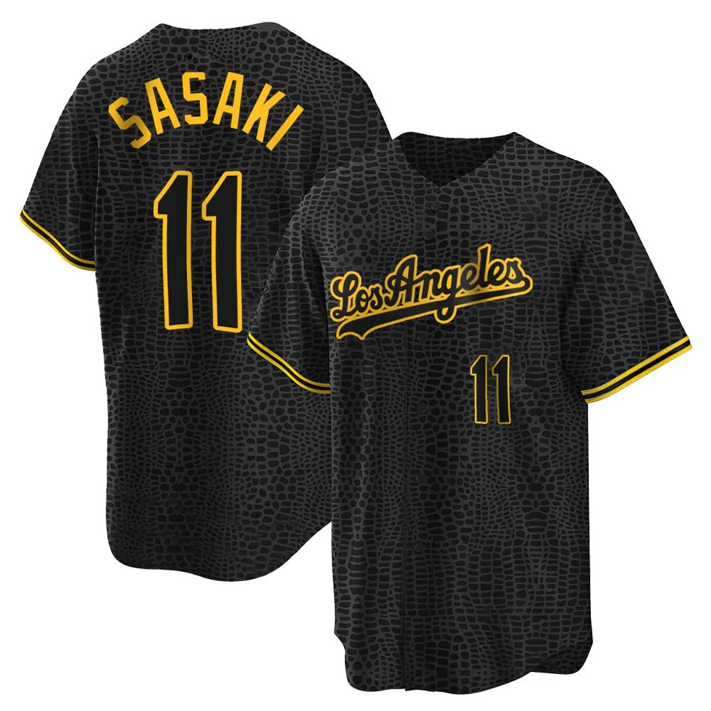 LA.Dodgers #11 Roki Sasaki Player Black Snake Skin City Game Home Fdoa Stitched Jerseys