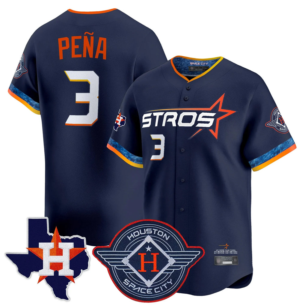H.Astros #3 Jeremy Pe?a Player Navy City Connect Texas Patch Vapor Premier Limited Home Fdoa Stitched Jerseys