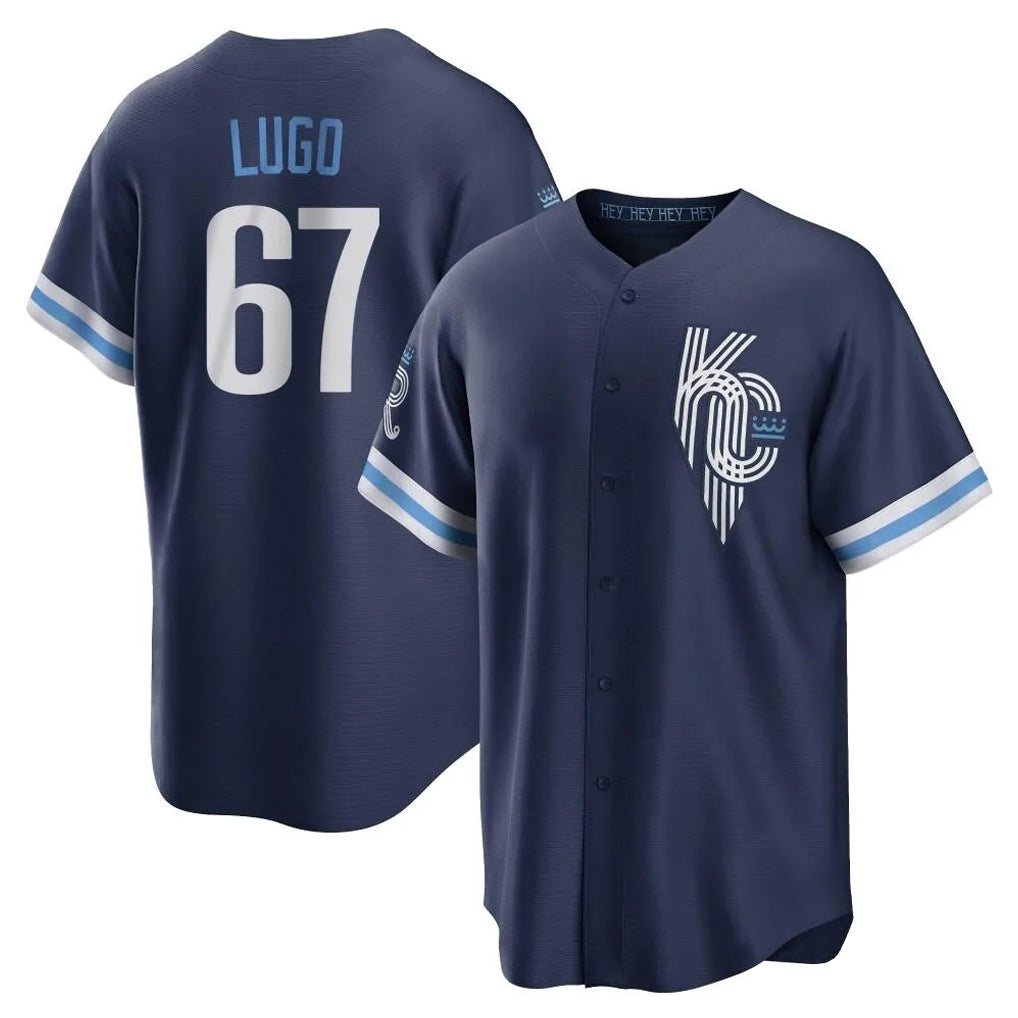 KC.Royals #67 Seth Lugo Player Navy City Connect Home Game Fdoa Stitched Jerseys