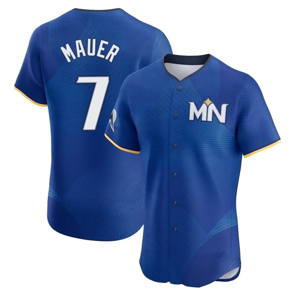 M.Twins #7 Joe Mauer Player Royal City Connect Limited Elite Home Fdoa Stitched Jerseys