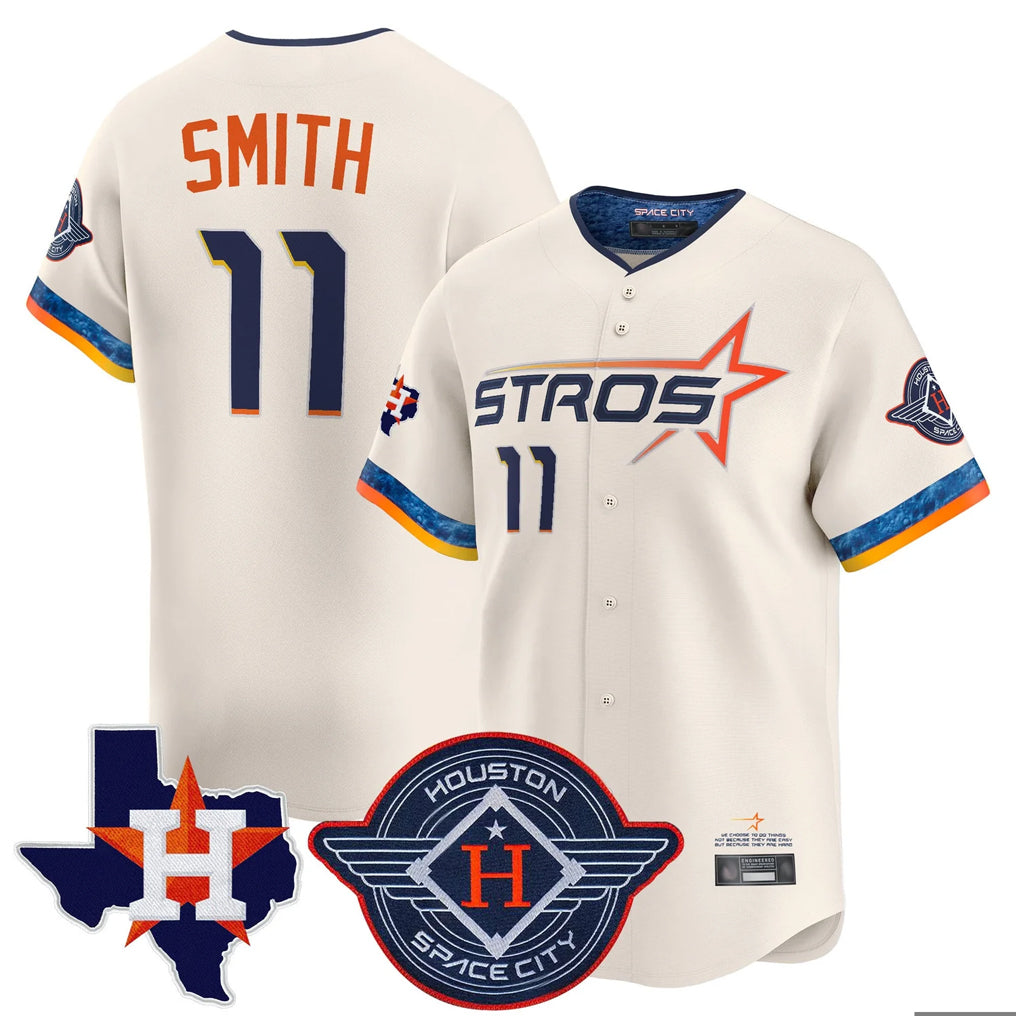 H.Astros #11 Cam Smith Player Cream City Connect Texas Patch Vapor Premier Limited Home Fdoa Stitched Jerseys