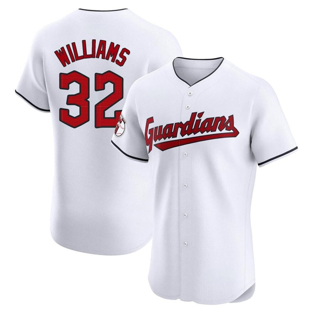 C.Guardians #32 Gavin Williams Player White Limited Elite Home Fdoa Stitched Jerseys