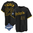 LA.Dodgers #23 Kyle Tucker Player Black Gold World Series Meet Limited Home Fdoa Stitched Jerseys