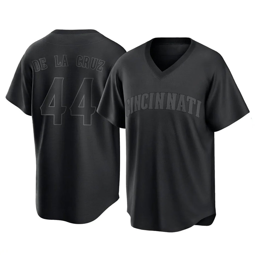C.Reds #44 Elly De La Cruz Player Black T-shirt Game Home Fdoa Stitched Jerseys