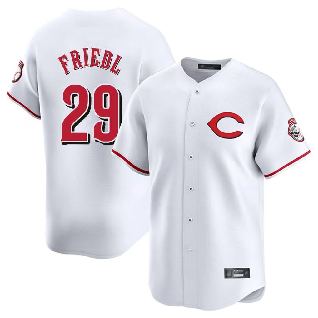 C.Reds #29 TJ Friedl Player White Limited Home Fdoa Stitched Jerseys