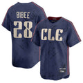 C.Guardians #28 Tanner Bibee Player Navy City Connect Limited Home Fdoa Stitched Jerseys