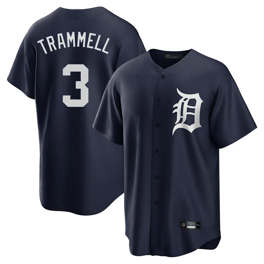 D.Tigers #3 Alan Trammell Player Navy Game Home Fdoa Stitched Jerseys