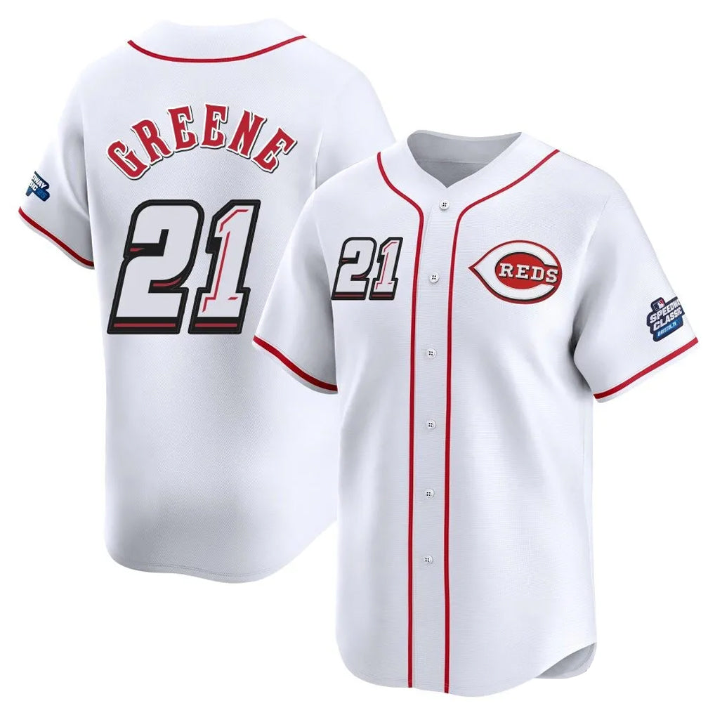C.Reds #21 Hunter Greene Player White Speedway Classic Home Limited Fdoa Stitched Jerseys
